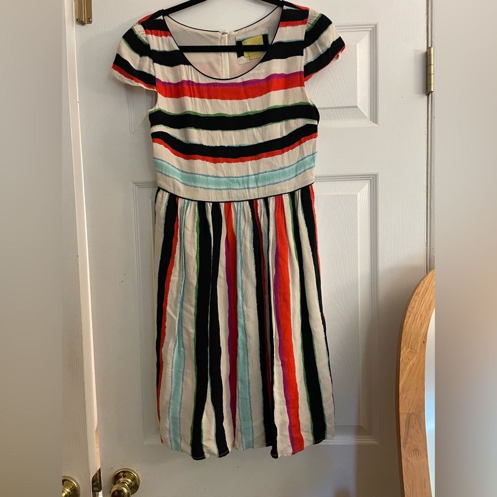 Maeve Colorful Striped cap sleeve midi Dress size 4